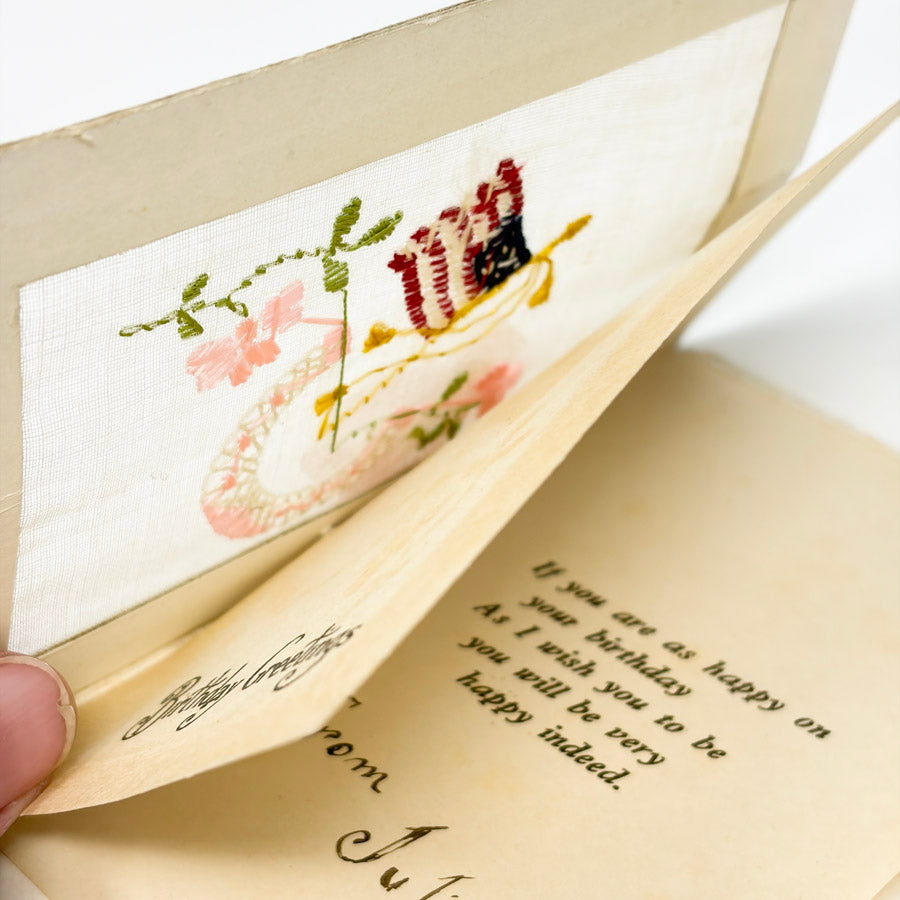 Antique Embroidered Greeting and Post Card Bundle (4)