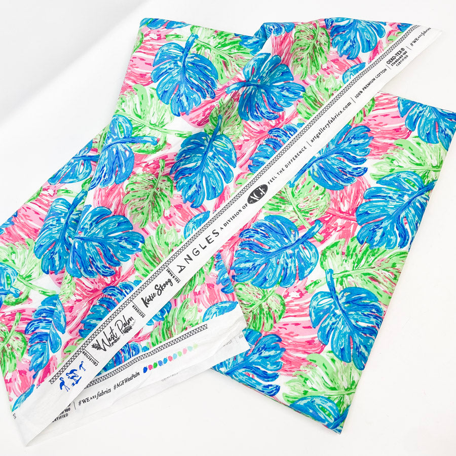 44" x 1.5 yds - Multicolor Monstera Leaf Fabric