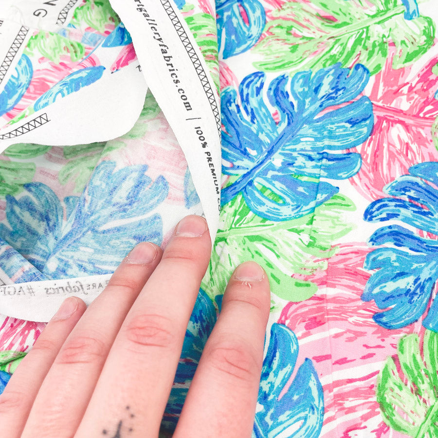 44" x 1.5 yds - Multicolor Monstera Leaf Fabric