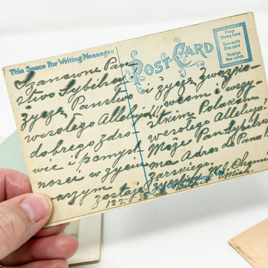 Antique Embroidered Greeting and Post Card Bundle (4)