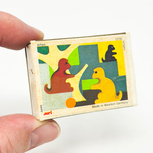 Vintage Juri Matchbox Zoo Toy Apes Wood Block Set