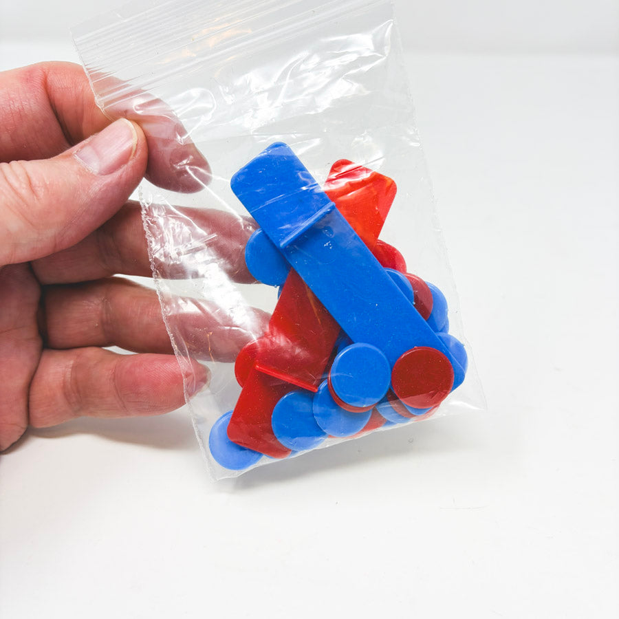 Vintage Blue & Red Game Pieces