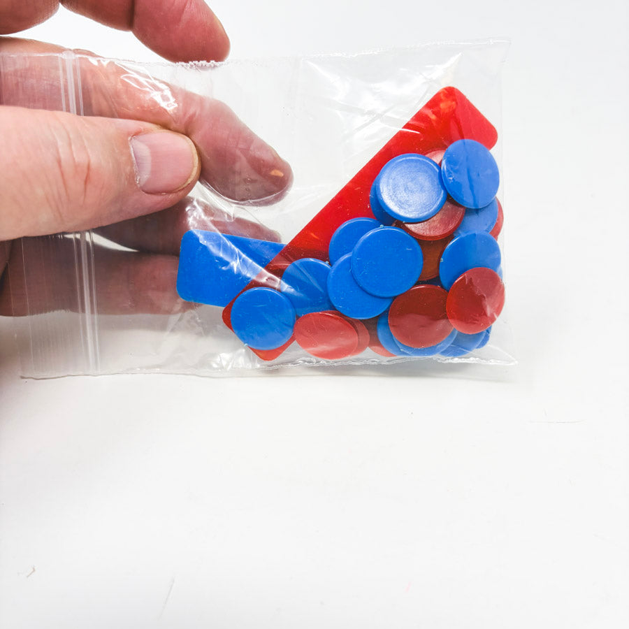 Vintage Blue & Red Game Pieces