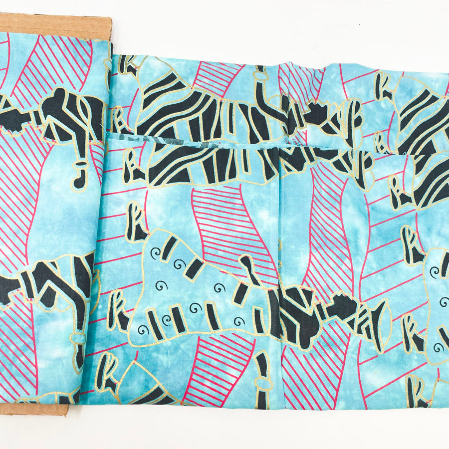 1 yd x 43" - Aqua Walking Woman Fabric