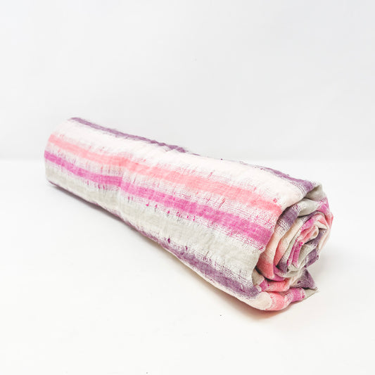 Appx 2 Yds Pink Striped Linen Blend
