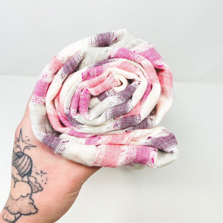 Appx 2 Yds Pink Striped Linen Blend