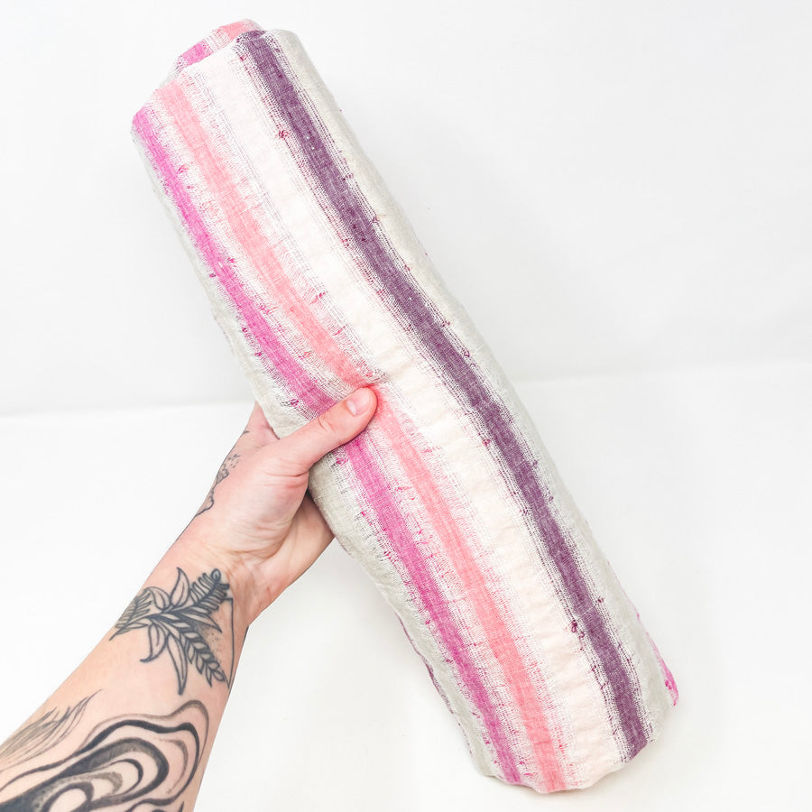 Appx 2 Yds Pink Striped Linen Blend