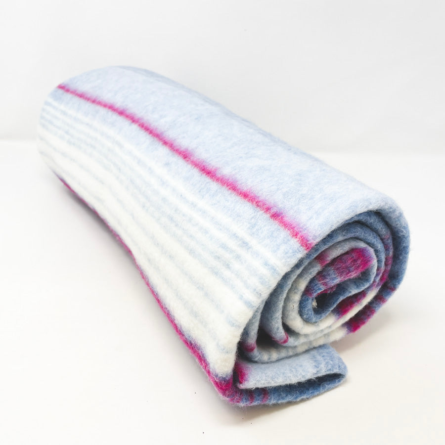 Appx 2 Yds Blue/Pink Striped Fleece