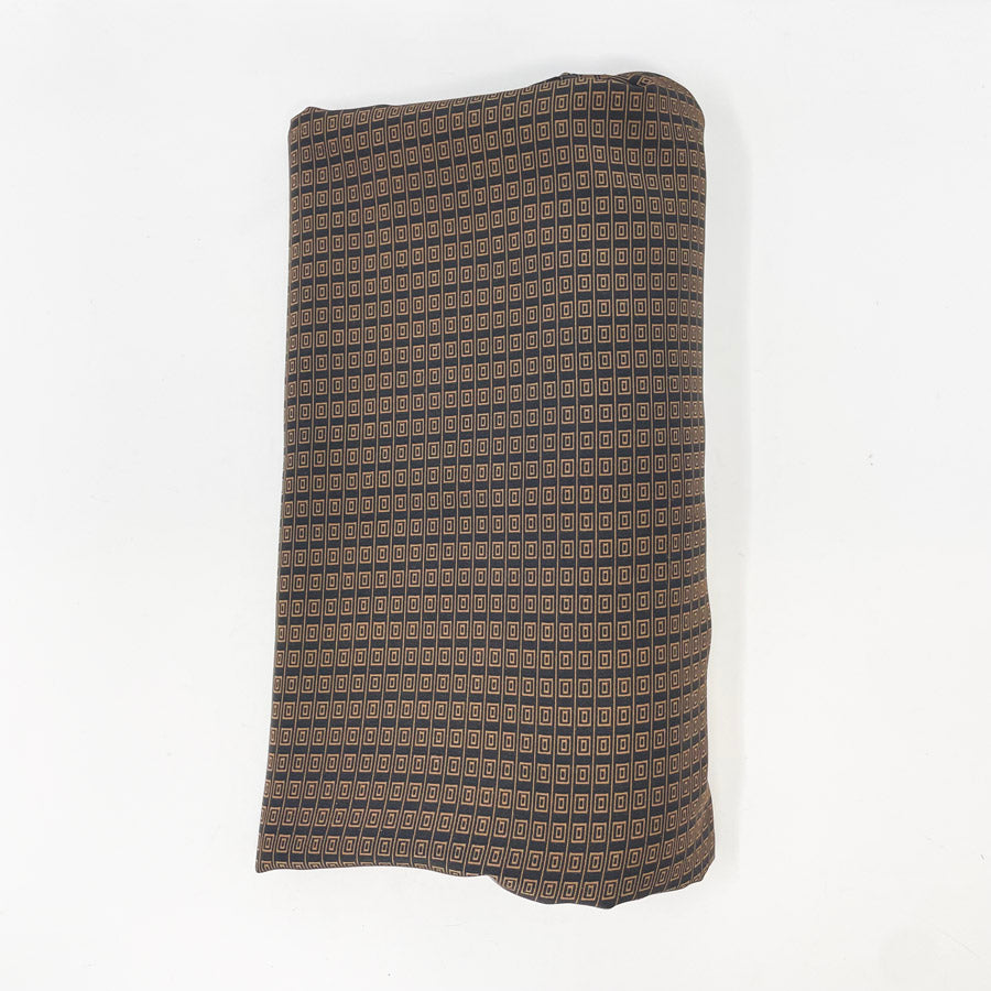 58" x 2.5 yds - Black & Brown Patterned Poly Lightweight Fabric
