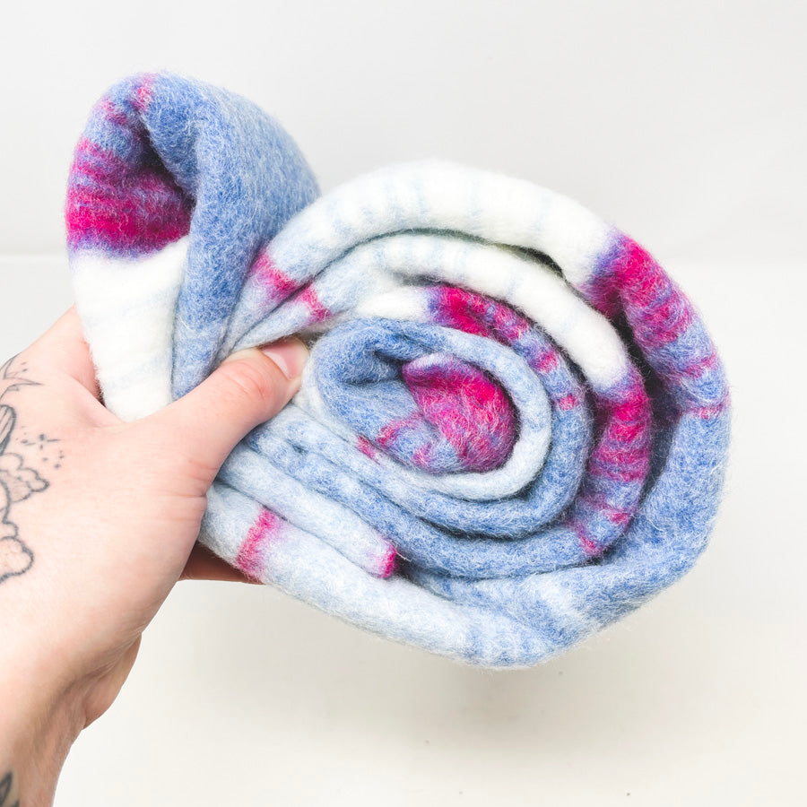 Appx 2 Yds Blue/Pink Striped Fleece