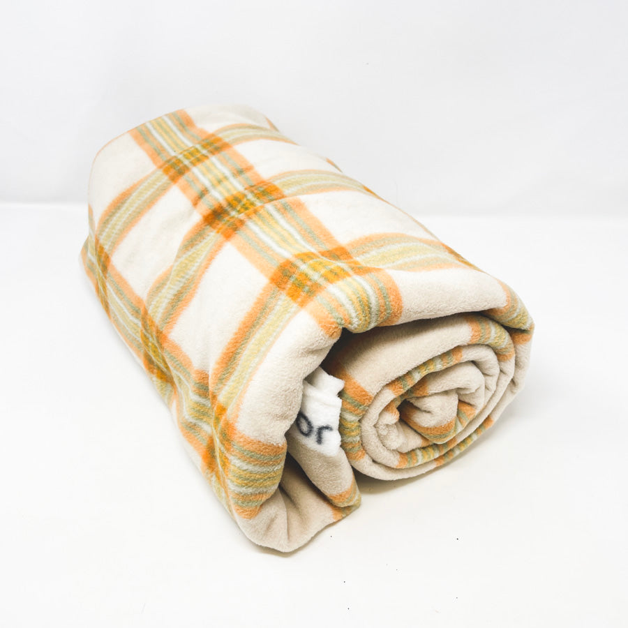Appx 2 Yds Orange Plaid Fleece