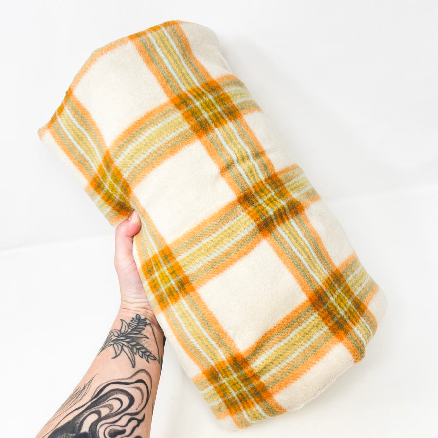 Appx 2 Yds Orange Plaid Fleece