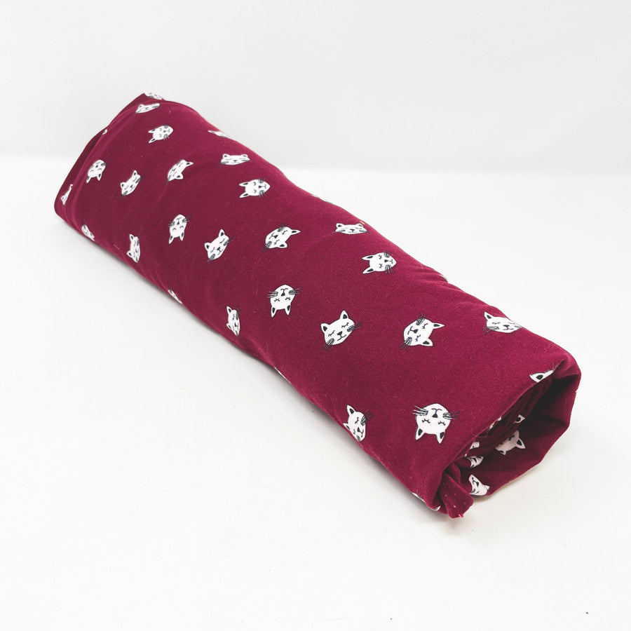 Appx 2 Yds Maroon Cat Jersey Fabric