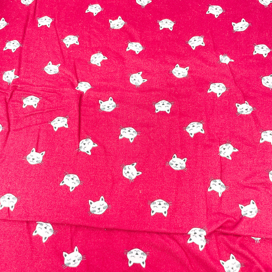 Appx 2 Yds Maroon Cat Jersey Fabric