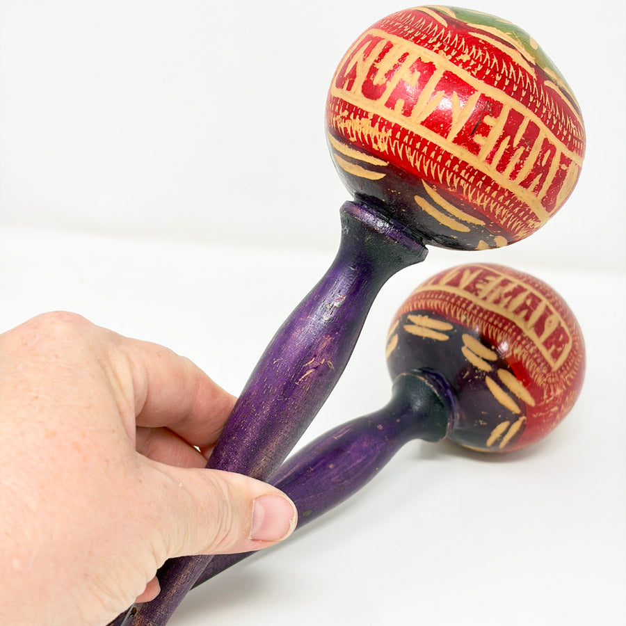 Guatemala Hand-Carved Wooden Maracas
