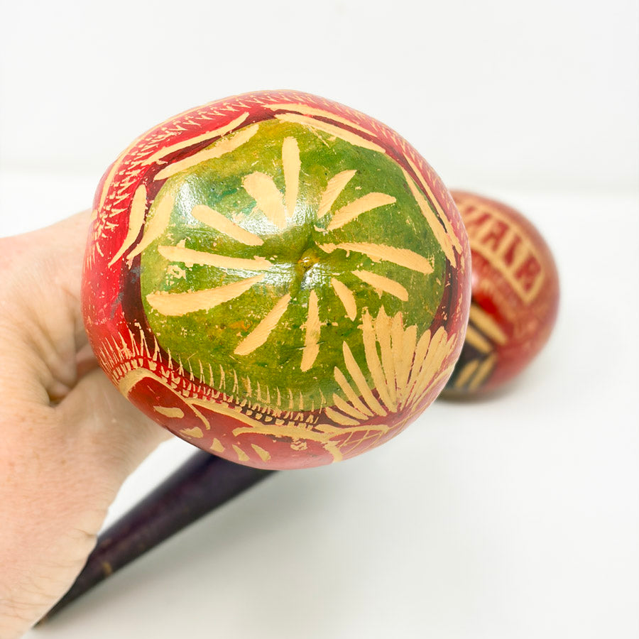 Guatemala Hand-Carved Wooden Maracas