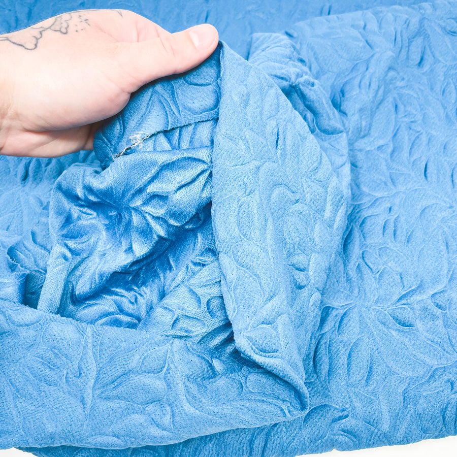 Appx 2 Yds Textured Teal Polyester Blend Fabric