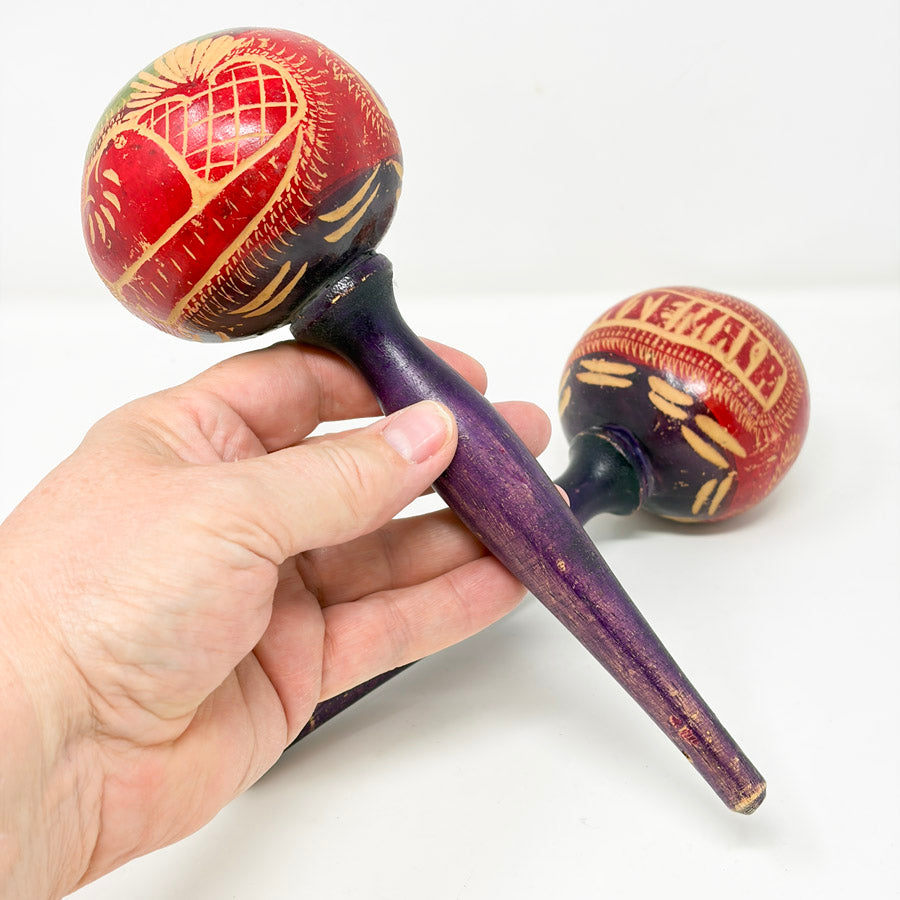 Guatemala Hand-Carved Wooden Maracas
