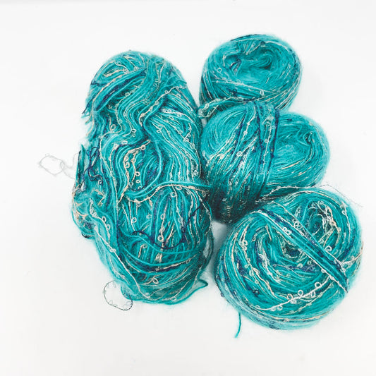 Bundle of Turquoise and Gold Yarn