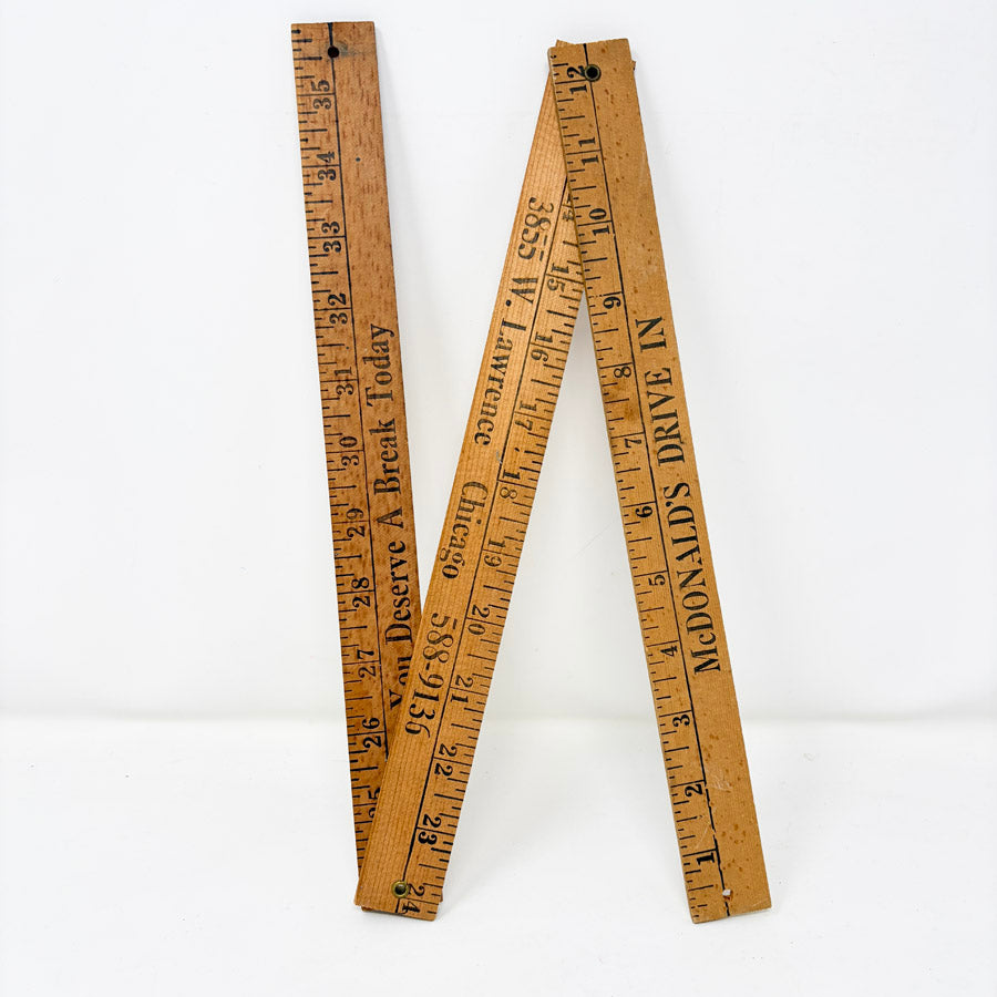 Vintage Wooden Folding Advertising Yardstick
