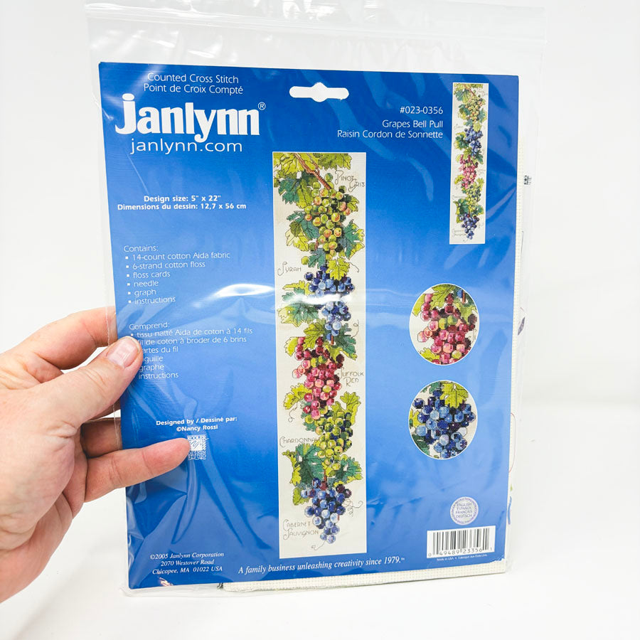 Janlynn Counted Cross Stitch Kit- Grapes Bell Pull