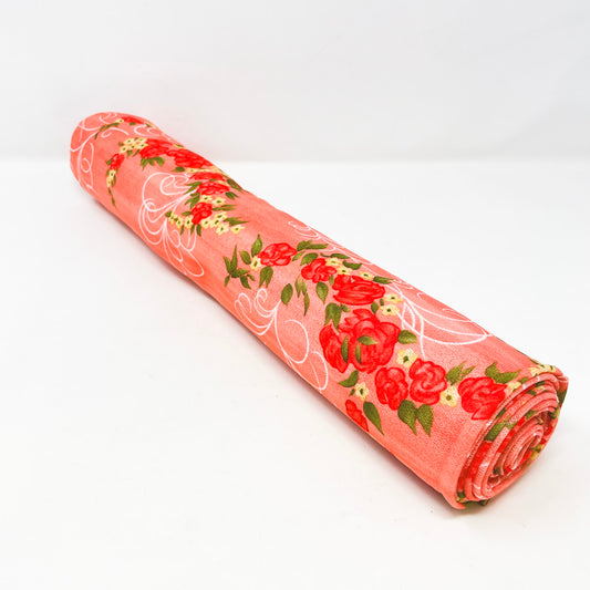 Appx 2 Yds Pretty Petals in Pink Polyester Blend Fabric