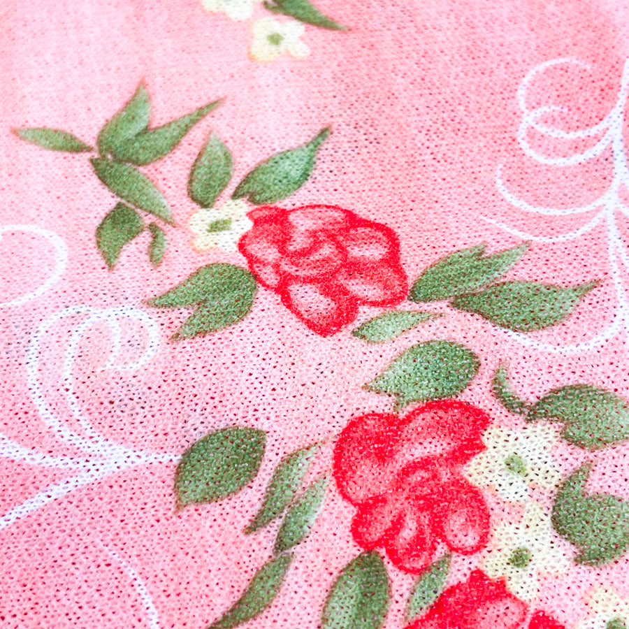 Appx 2 Yds Pretty Petals in Pink Polyester Blend Fabric