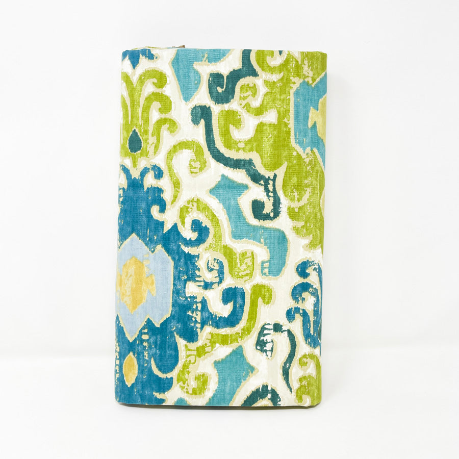 Appx 2 Yds Aqua and Lime Ikat Decorator Fabric