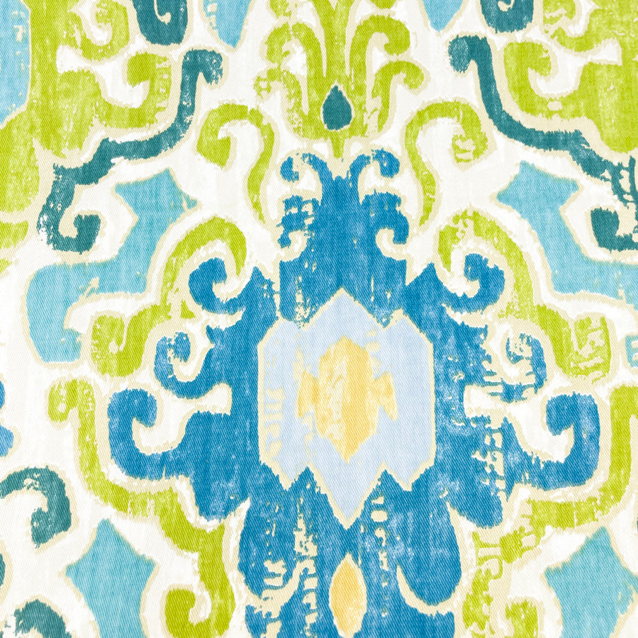 Appx 2 Yds Aqua and Lime Ikat Decorator Fabric