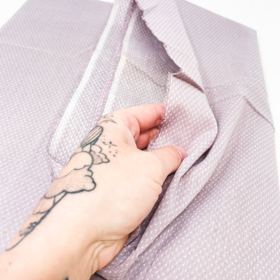 Appx 2 Yds Lightweight Lavender Cotton Fabric with White Dots