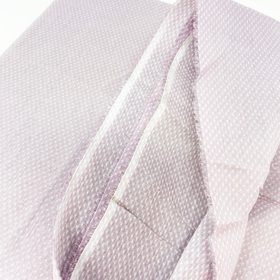 Appx 2 Yds Lightweight Lavender Cotton Fabric with White Dots