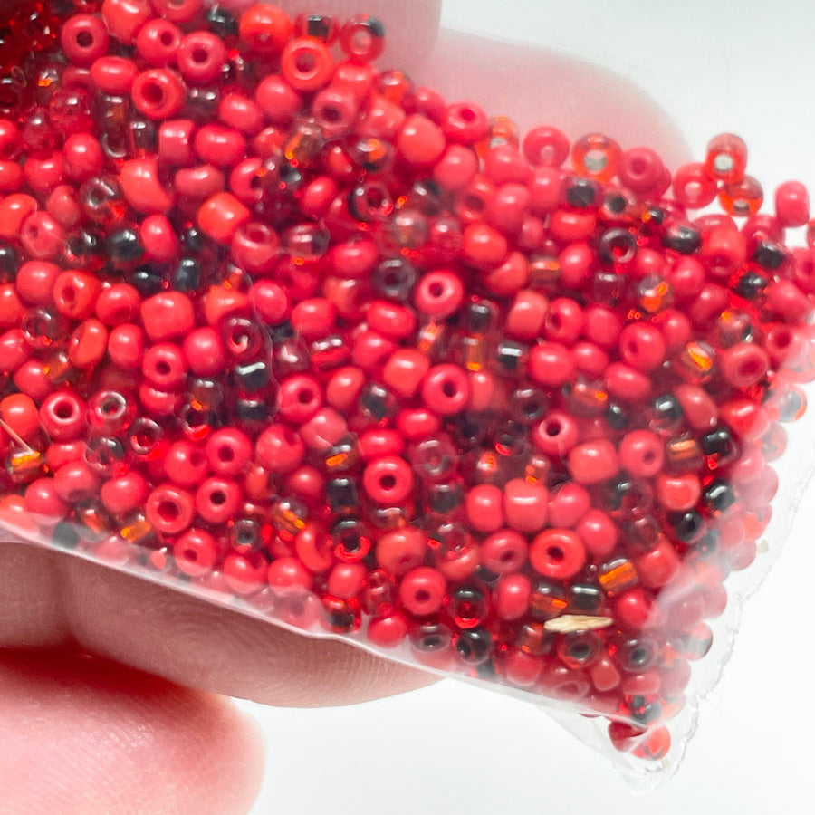 Mixed Red Seed Beads