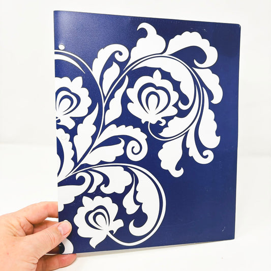 Navy Floral Design Plastic Folder