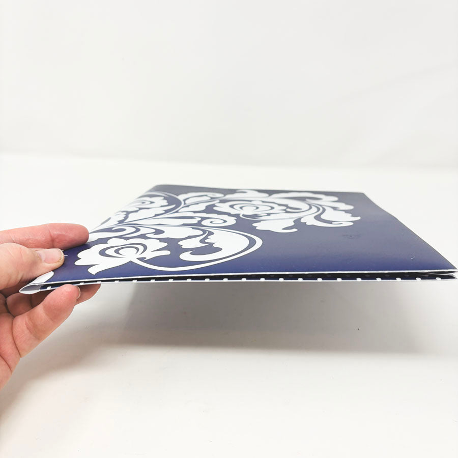Navy Floral Design Plastic Folder
