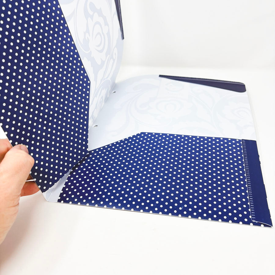 Navy Floral Design Plastic Folder