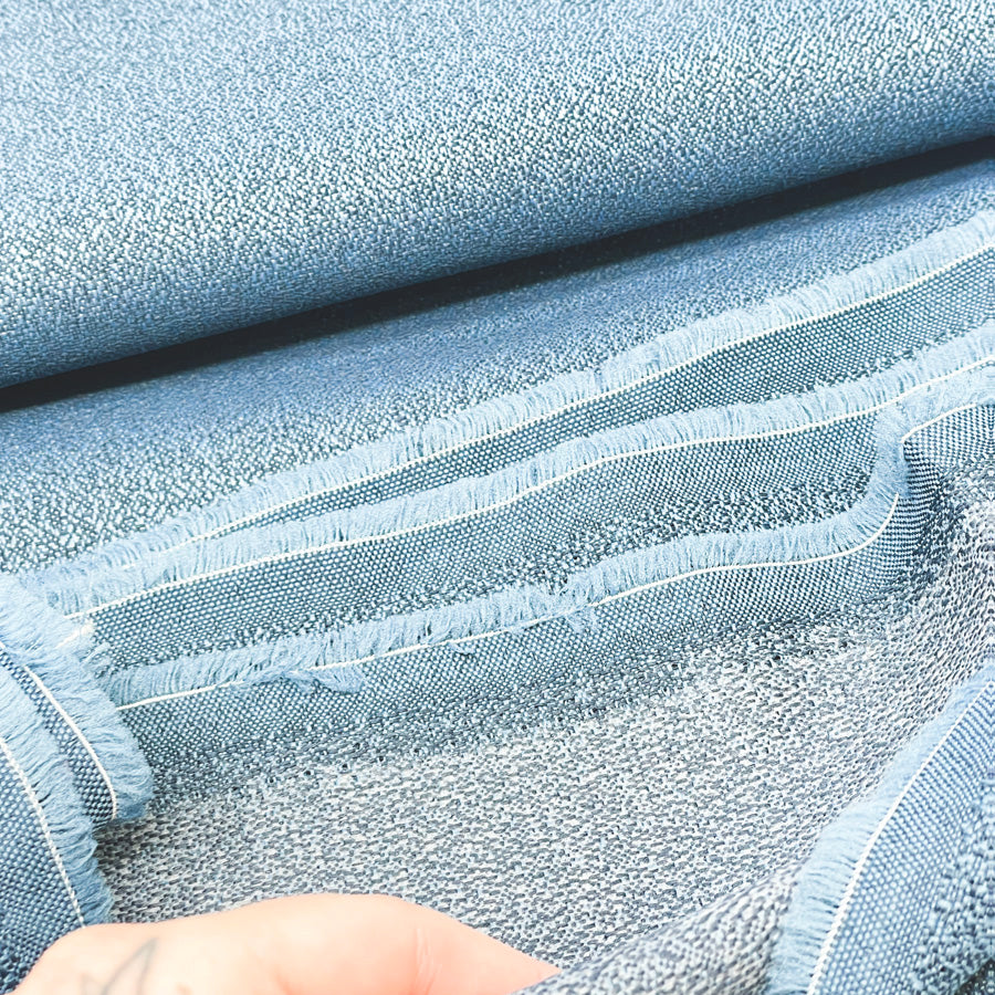 Appx 2 Yds Dark Blue Textured Poly Blend Heavyweight Fabric