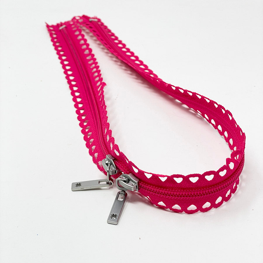 Decorative 24" Pink Heart Purse/Bag Zipper