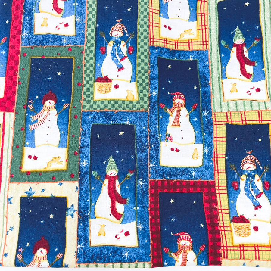 Appx 2 Yds Snowman Panels Cotton (Blend?) Fabric
