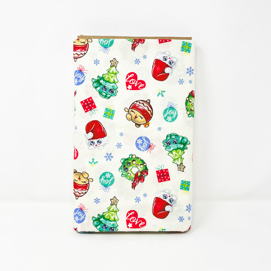 Appx 2 Yds Christmas Shopkins Cotton Fabric