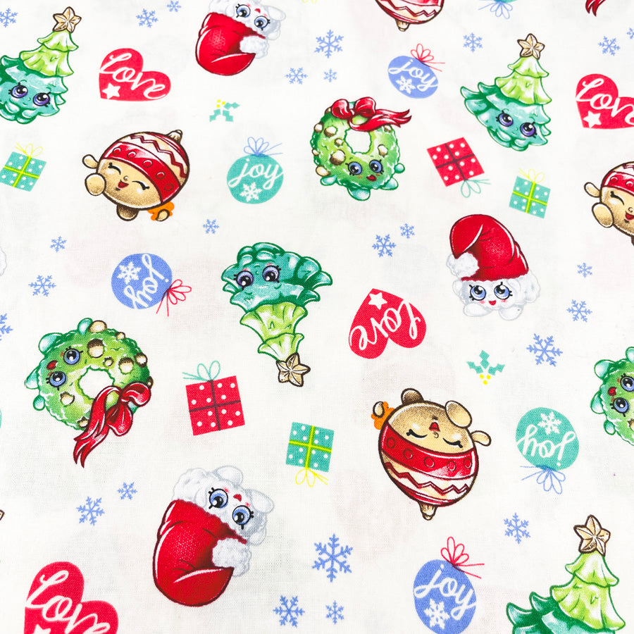 Appx 2 Yds Christmas Shopkins Cotton Fabric