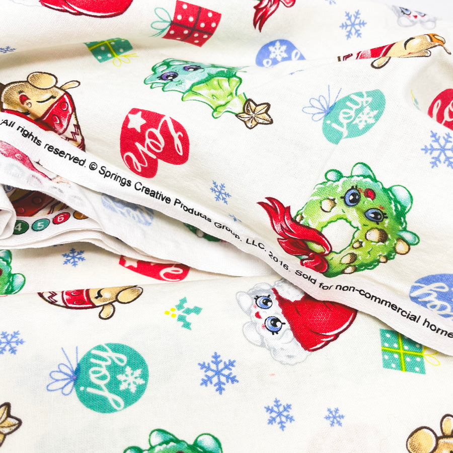 Appx 2 Yds Christmas Shopkins Cotton Fabric