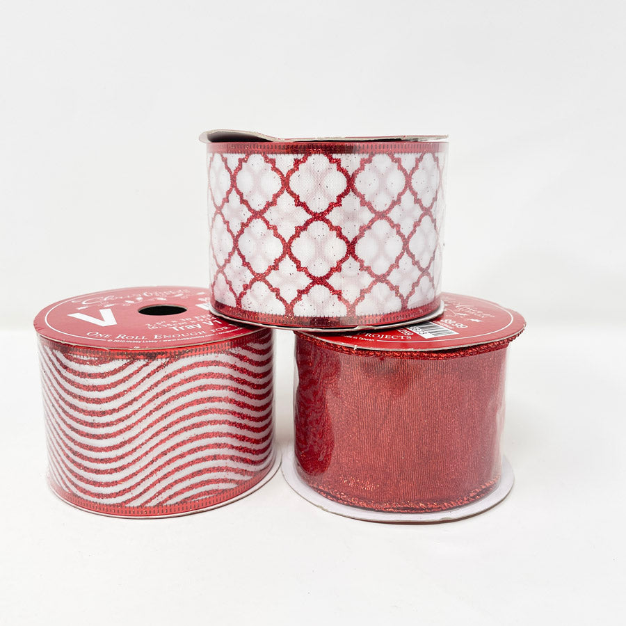 2.5" Various Wired Edge Christmas Ribbons