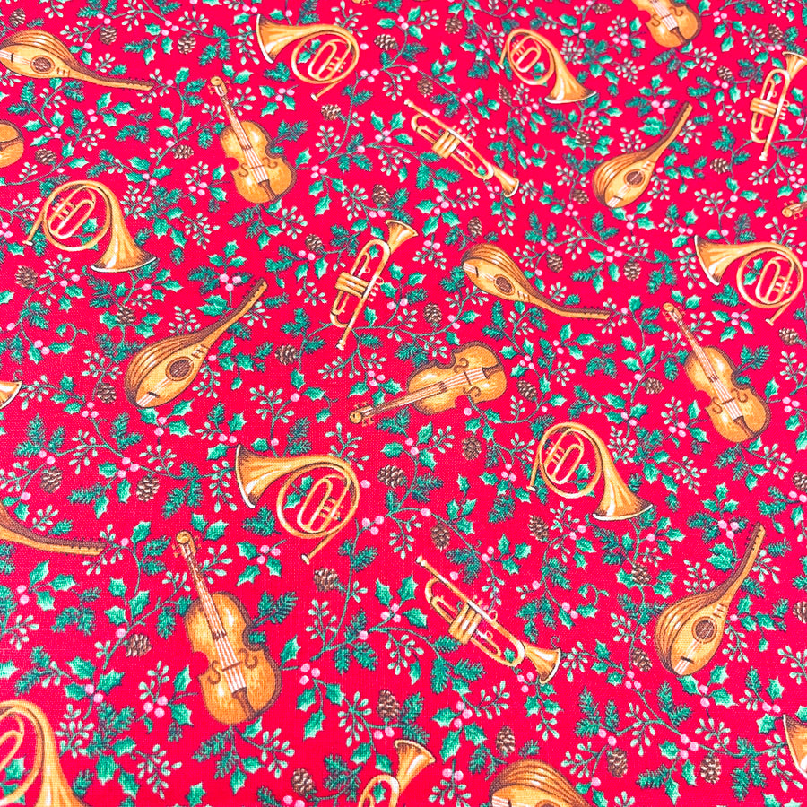 Appx 2 Yds Holiday Instruments Cotton (Blend?) Fabric