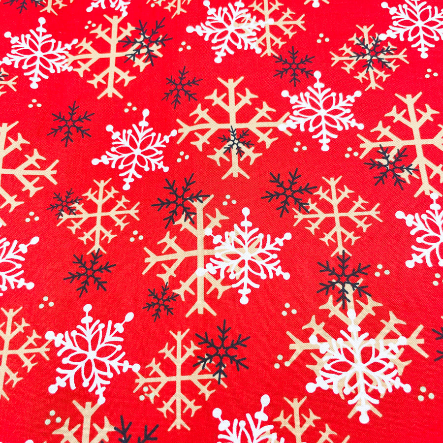 Appx 2 Yds Snowflake Medly Cotton (Blend?) Fabric