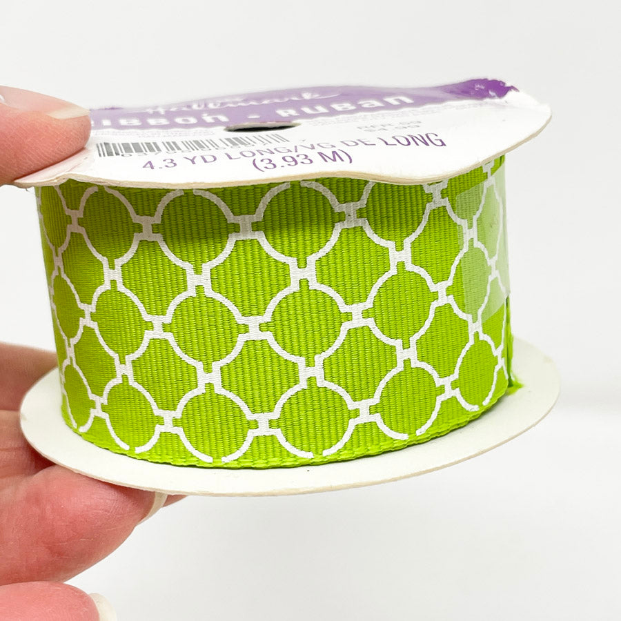 1.5" Hallmark Green Pattern Ribbon