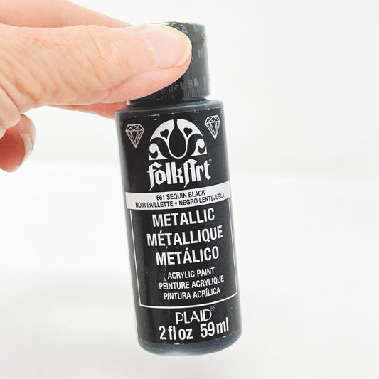 FolkArt Metallic Acrylic Paint Sequin Black
