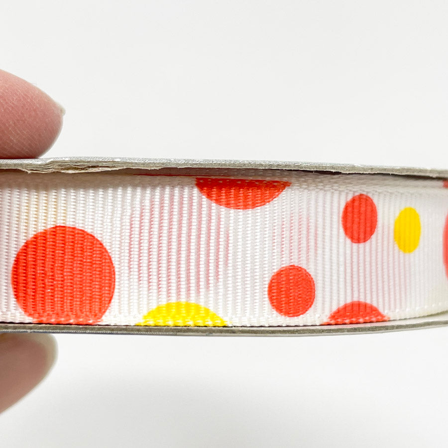 5/8" Orange Yellow Poka Dots Ribbon