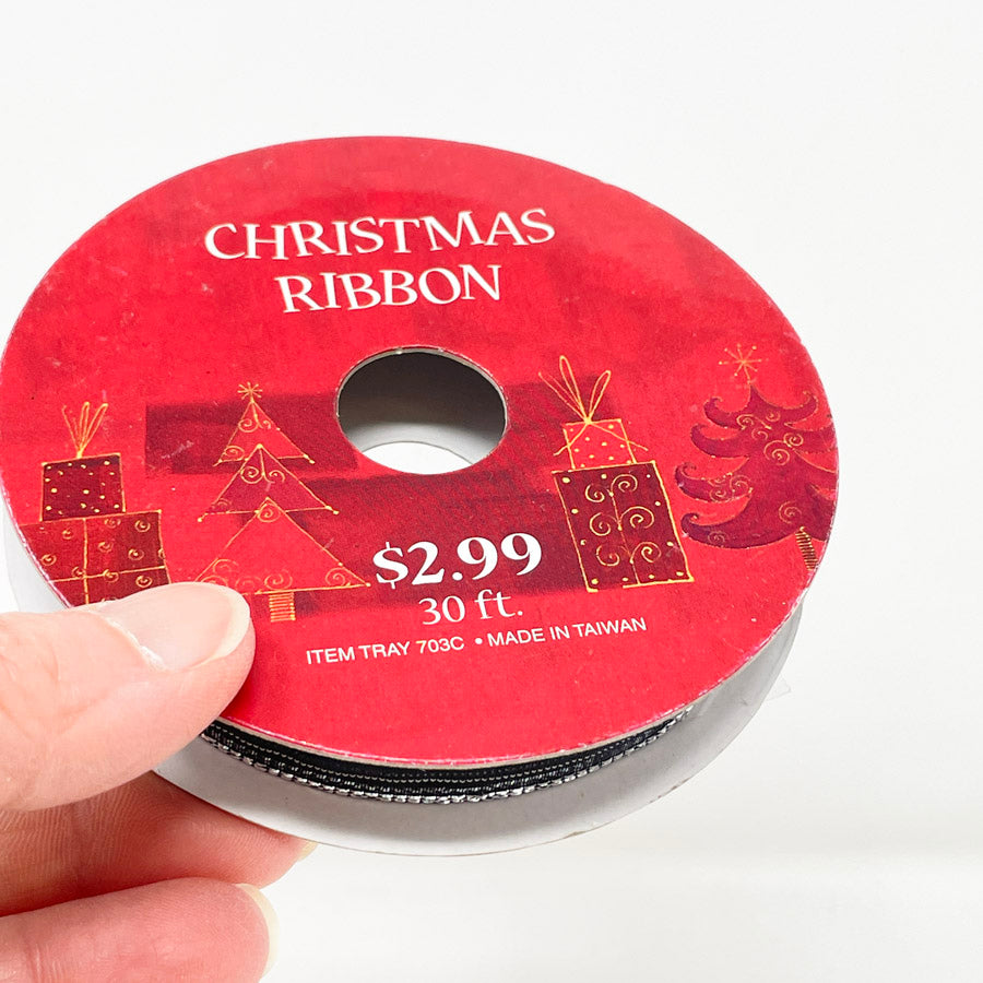 3/4" Black Silver Strips Ribbon