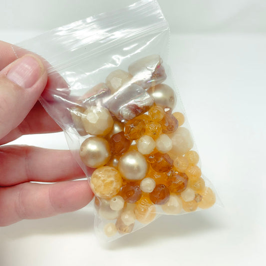 Bundle of Amber Colored & Pearlized Beads