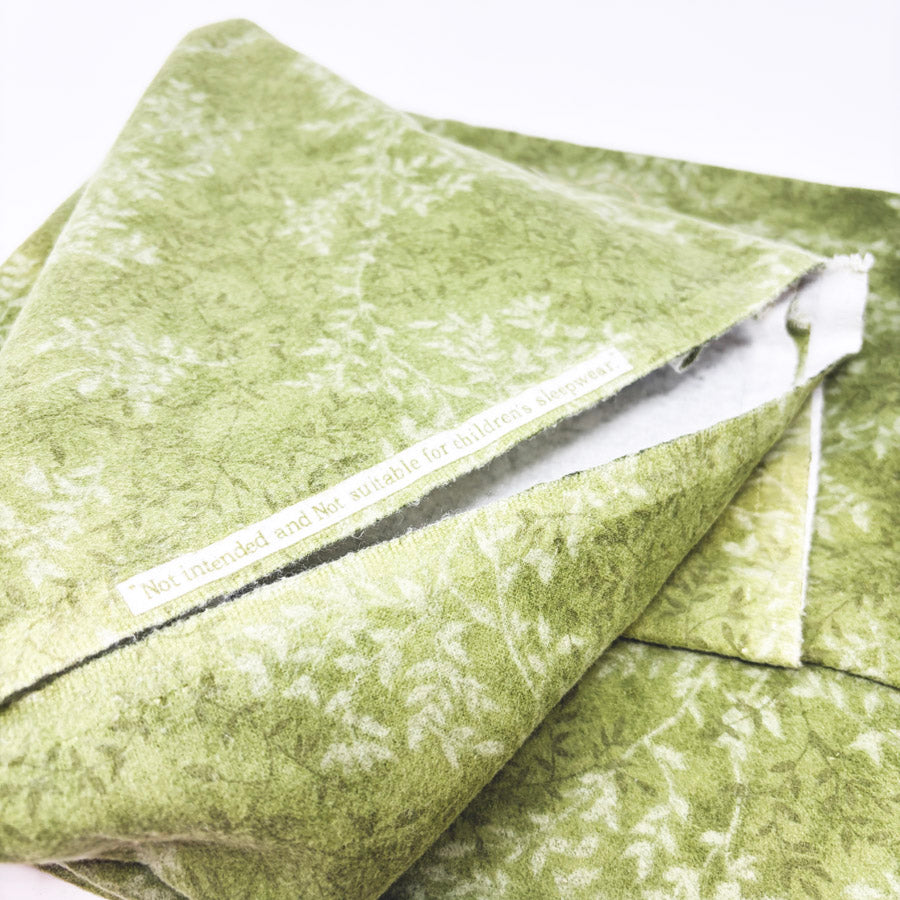 1.25 Yds x 44" Green Leaves Brushed Flannel Fabric